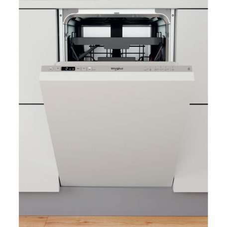 Whirlpool WSIC 3M27 C Beépíthető mosogatógép, 10 teríték,9 L,7 prog.,47 dB,E,Felső evőeszk.,45 cm,Digit.kijelző, Autom.ajtónyit.