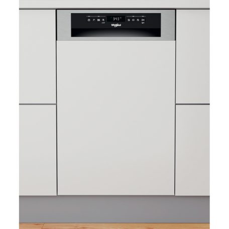 Whirlpool WSBO 3O23 PF X Beépíthető mosogatógép, 10 teríték,9 L,7 prog.,43 dB,E,Felső evőeszk.,45 cm,Digit.kijelző, Autom.ajtónyit.