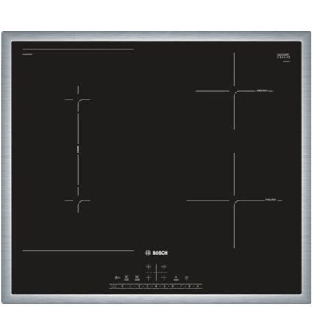 Bosch PVS645FB5E Beépíthető Indukciós főzőlap Fém keretes, 7000 W, Érintőszenzoros, Gyerekzár, Booster funkció