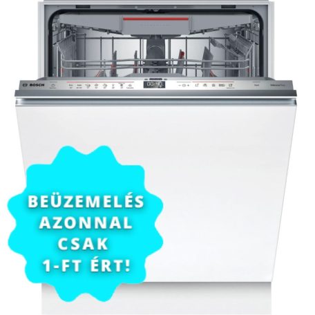 Bosch SMD6ECX00E Beépíthető mosogatógép, bútorlap nélkül 14 teríték, 9 L fogyasztás, 8 program,  42 db zajszint, B energiaosztály, Felső evőeszköztartó tálca, 60 cm, Digit. kijelző