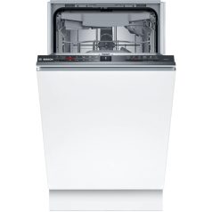   Bosch SPV2HMX42E Beépíthető mosogatógép, bútorlap nélkül 10 teríték, 9.5 L fogyasztás, 5 program,  46 dB zajszint, E energia, Felső evőeszköztartó , 45 cm, Digit. kijelző, Automata ajtónyitás nélkül