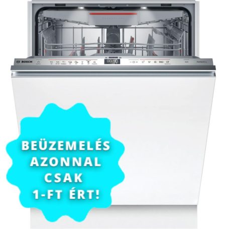 Bosch SMV6ZCX16E Beépíthető mosogatógép, bútorlap nélkül 14 teríték, 9 L fogyasztás, 8 program,  40 db zajszint, B energiaosztály, Felső evőeszköztartó tálca, 60 cm, Digit. kijelző