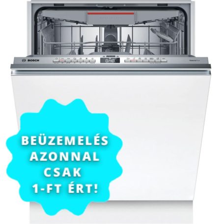 Bosch SBH4ECX21E Beépíthető mosogatógép, bútorlap nélkül 14 teríték, 9 L fogyasztás, 6 program,  42 db zajszint, B energiaosztály, Felső evőeszköztartó tálca, 60 cm, Digit. kijelző