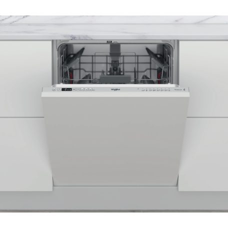 Whirlpool WI 7020 P Beépíthető mosogatógép, 14 teríték,9.5 L,8 prog.,46 dB,E,Alsó evőeszk.,60 cm,Digit.kijelző, Autom.ajtónyit.