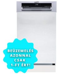   HOMEFORT HMGF0421DS 5 ÉV Garanciával*, Beépíthető mosogatógép, bútorlap nélkül, 10 teríték, 8.5 L fogyasztás, 8 program,  47 dB zajszint, D energiaosztály, Felső evőeszköztartó, 45 cm,  Digit. kijelz