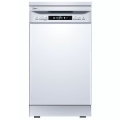   Midea MFD45S350W-HR Szabadonálló mosogatógép, 10 teríték, 8 L fogyasztás, 9 program,  44 dB zajszint, C energia, Felső evőeszköztartó , 45 cm, Digit. kijelző, Automata ajtónyitás nélkül