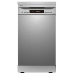   Midea MFD45S200X.2-ES Szabadonálló mosogatógép, 10 teríték, 9 L fogyasztás, 9 program,  49 dB zajszint, E energia, Alsó evőeszköztartó , 45 cm, Digit. kijelző, Automata ajtónyitással