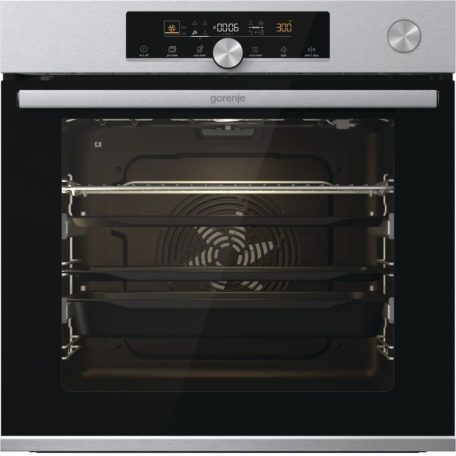 Gorenje BPSA6747A08X Beépíthető Sütő 12 funkcióval, Digit. Kijelzővel, 77 L, Teleszkópos sütősín, Öntisztító funkció: Pirolitikus